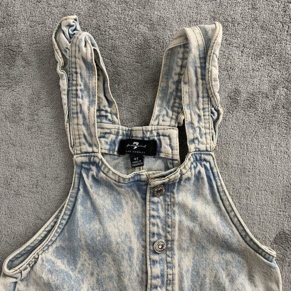 7 For All Mankind Overalls Girls Size 4T Short Blue Acid Wash Denim Casual - Picture 4 of 13